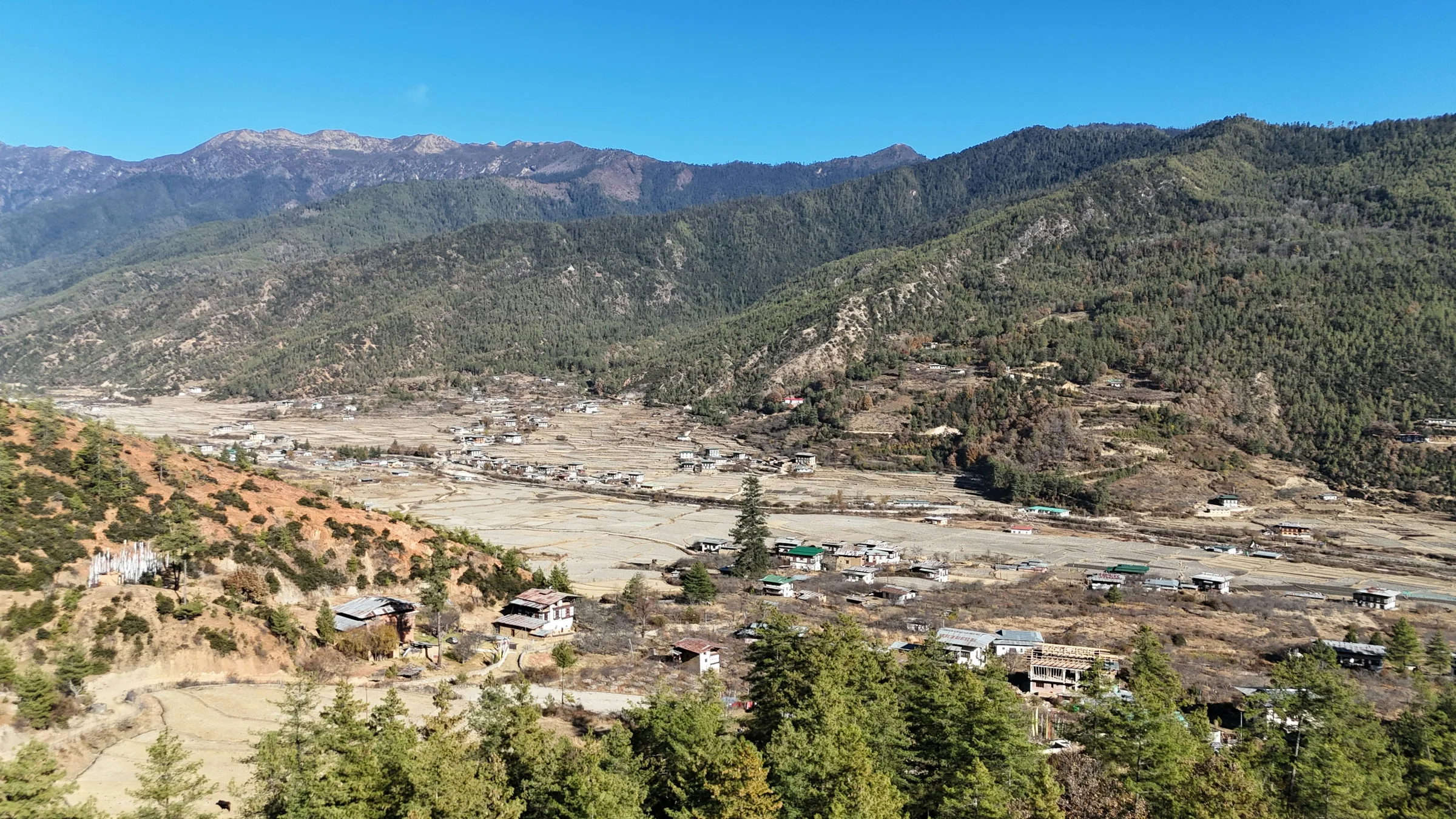 Paro Valley, Bhutan — Tiger's Nest Monastery and Himalayan ridgeline